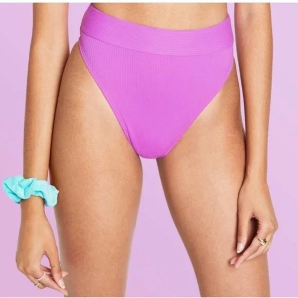 Stoney Clover Lane x Target Bright Purple High Waist Ribbed Bikini Bottom size s